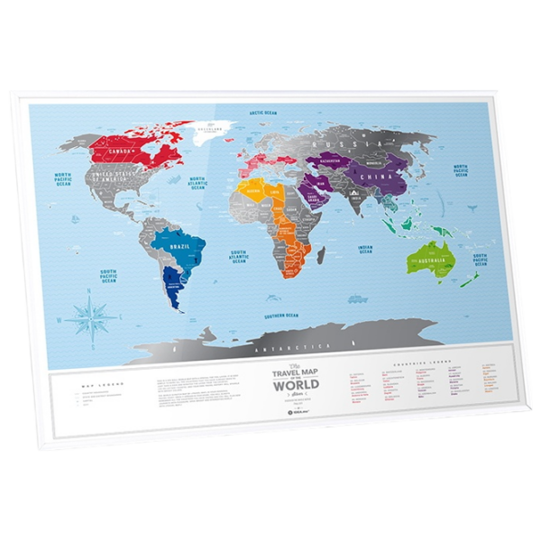 Joc de masă 1DEA.me Travel Map Silver World Hartă de răzuire, 7+ photo 4