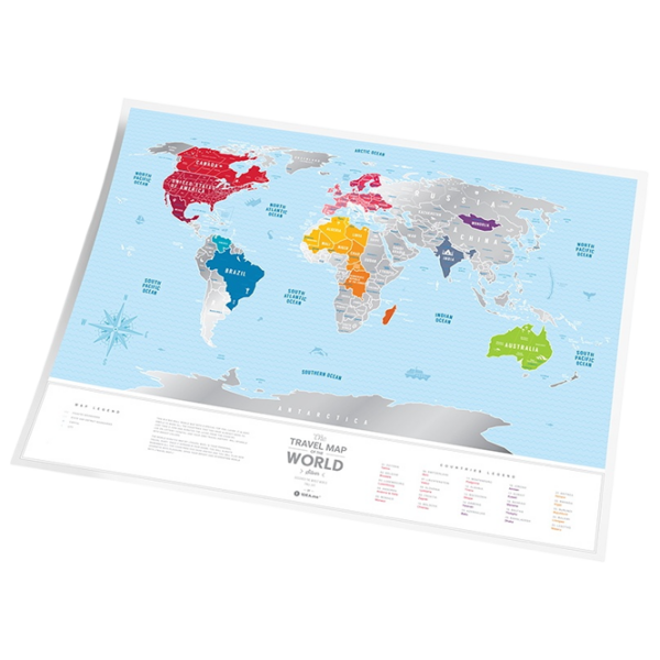 Joc de masă 1DEA.me Travel Map Silver World Hartă de răzuire, 7+ photo 5