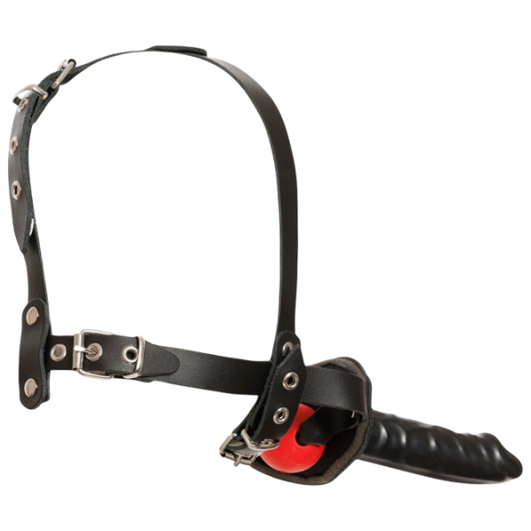 Кляп Zado Leather Head Harness with Dildo Черный  photo 4
