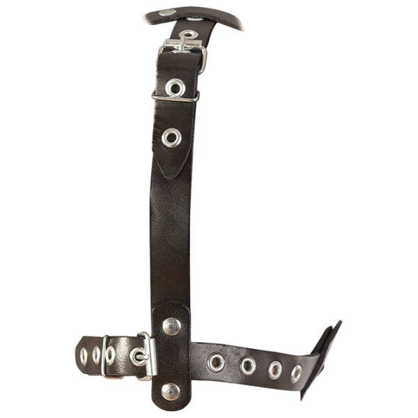 Кляп Zado Leather Head Harness with Dildo Черный  photo 5
