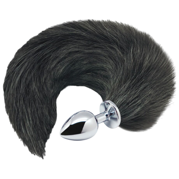 Анальная игрушка Alive Black & White Fox Tail Серебряный  photo 1