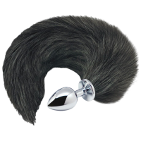 Анальная игрушка Alive Black & White Fox Tail Серебряный 