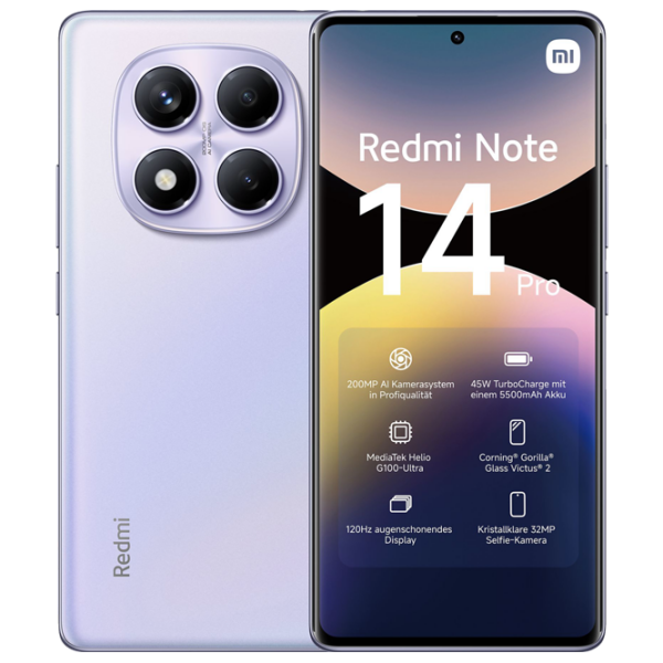 Xiaomi Redmi Note 14 Pro 4G 512 ГБ Пурпурный Aurora 6.67" | 200 МП | 12 ГБ | Dual SIM photo 1