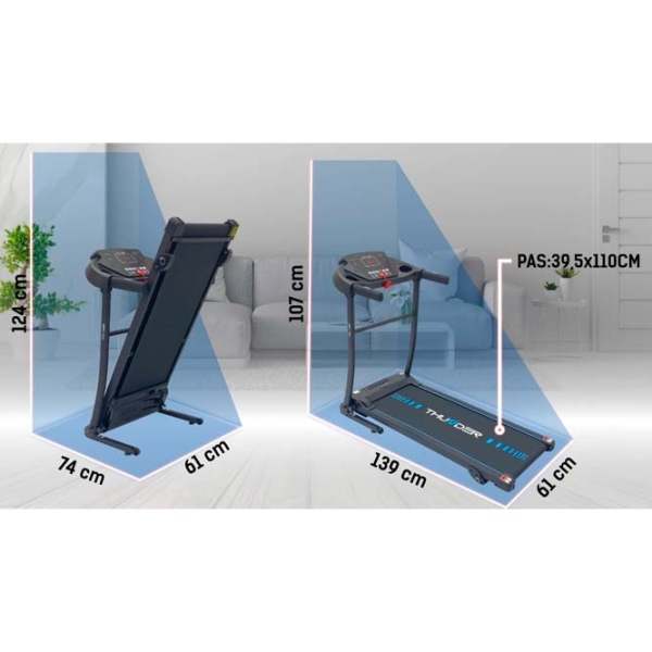 Bandă de alergat Thunder TS-G8000 Black 90 kg, 10 km/h photo 8