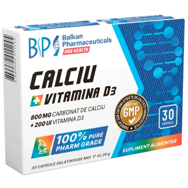 Vitamine Balkan Pharmaceuticals CALCIU + VITAMINA D3 4840982011245  30 capsule photo 1