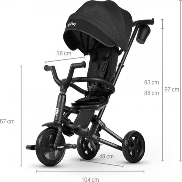 Triciclu Qplay Nova Niello Black  Aluminiu / Pentru copii photo 5