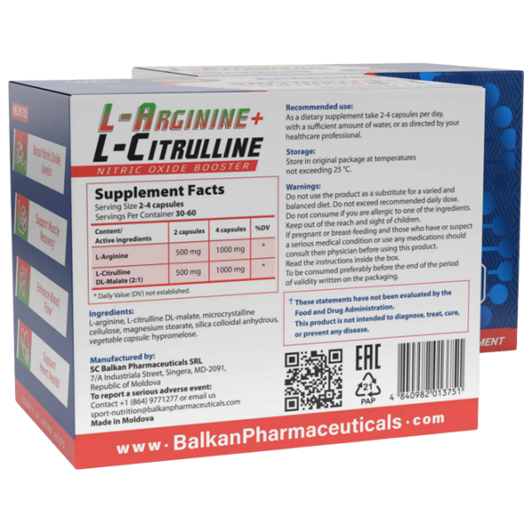 Aminoacizi Balkan Pharmaceuticals L-Arginine + L-Citrulline () 86 g  photo 4