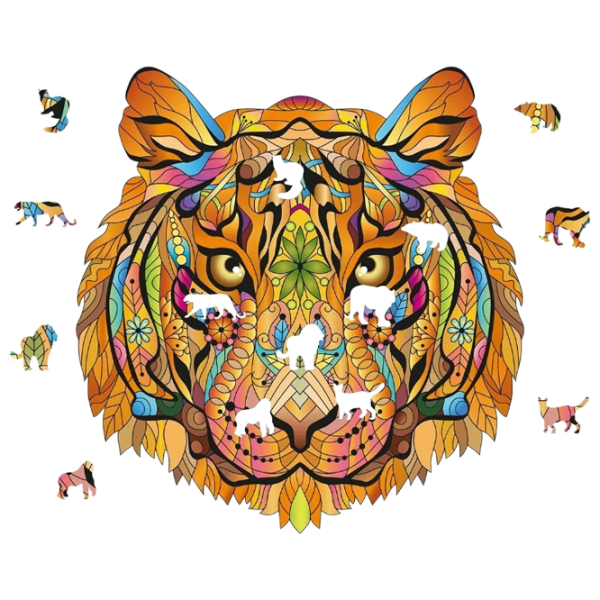 Joc de masă Eureka E2D Rainbow Wooden Puzzle TIGER Brain Puzzle, 7+ photo 3