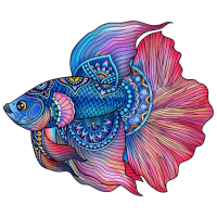 Joc de masă Eureka E2D Rainbow Wooden Puzzle FIGHTING FISH Brain Puzzle, 7+