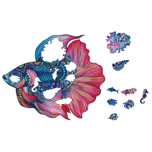 Joc de masă Eureka E2D Rainbow Wooden Puzzle FIGHTING FISH Brain Puzzle, 7+ photo 2