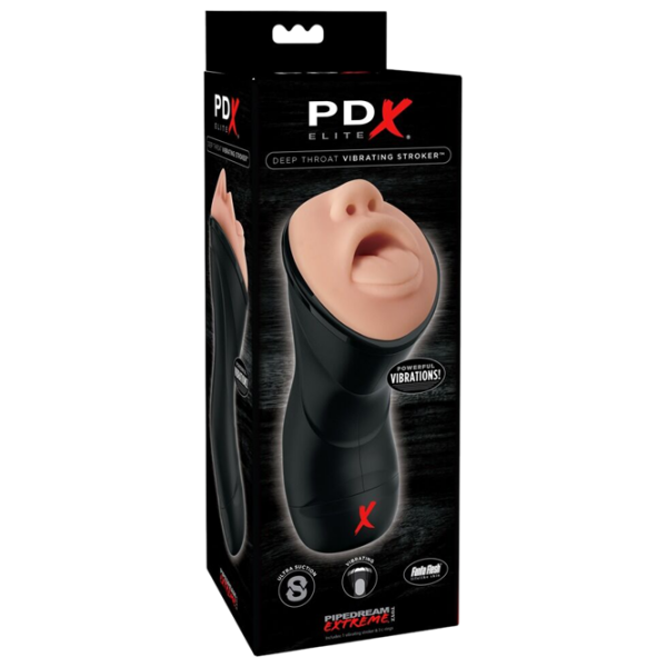 Мастурбатор PDX Elite Deep Throat Vibrating Stroker Бежевый  photo 4
