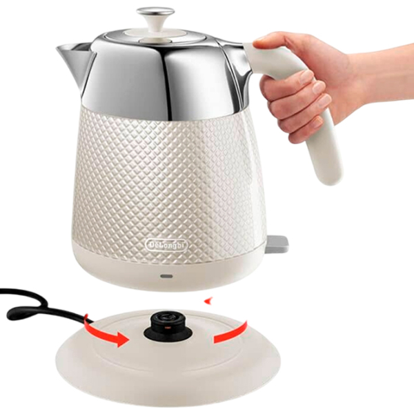 Ceainic electric DeLonghi KBL 2001 W Ivory 2000 W, 1.6l, Material interior: Inox photo 2