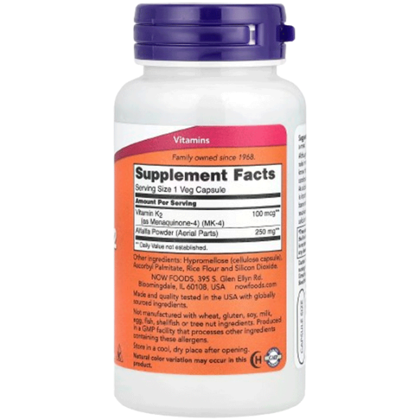 Vitamine și minerale Now Foods VITAMIN K-2 733739009906  100 capsule photo 2