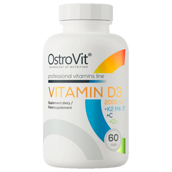 Vitamine și minerale OstroVit Vitamin D3 2000+K2 MK7+VC+Zinc 5903933900407  60 photo 1