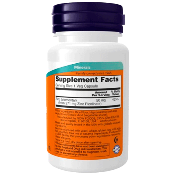 Vitamine și minerale Now Foods Zinc Picolinate 733739015501  60 photo 2