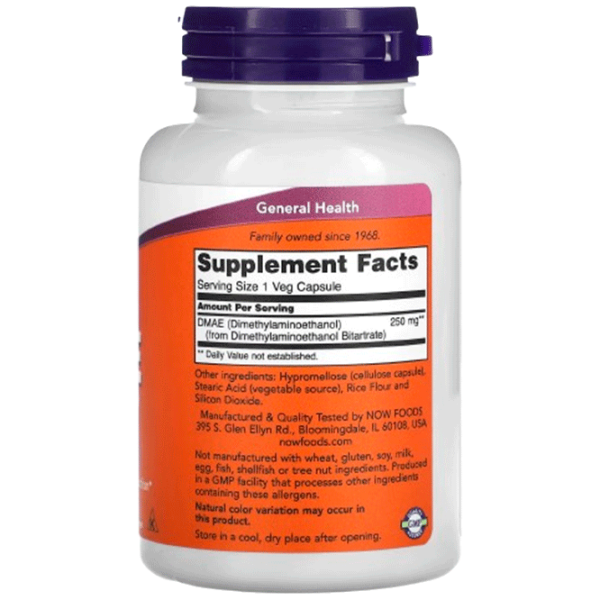 Vitamine și minerale Now Foods DMAE 733739030900  100 capsule photo 2