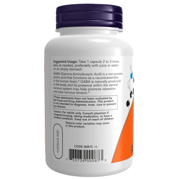 Vitamine și minerale Now Foods Gaba 733739000873  100 capsule photo 3