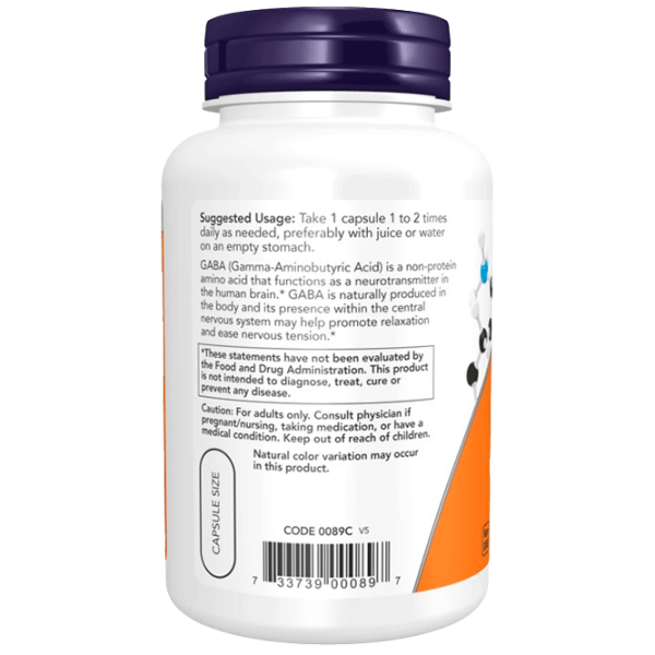 Vitamine și minerale Now Foods Gaba 733739000897  100 capsule photo 2
