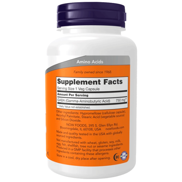 Vitamine și minerale Now Foods Gaba 733739000897  100 capsule photo 3