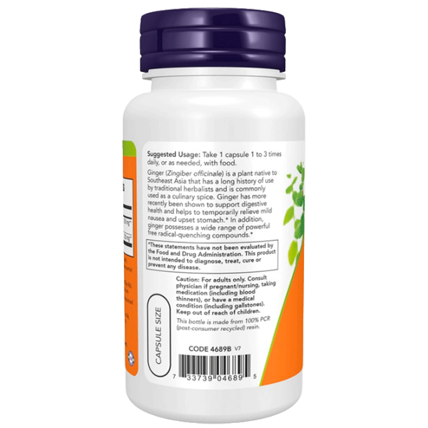 Vitamine și minerale Now Foods Ginger Root Extract 733739046895  90 capsule photo 3