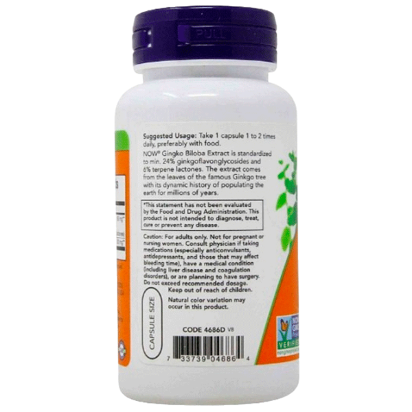 Vitamine și minerale Now Foods Ginkgo Biloba 733739046864  60 photo 2