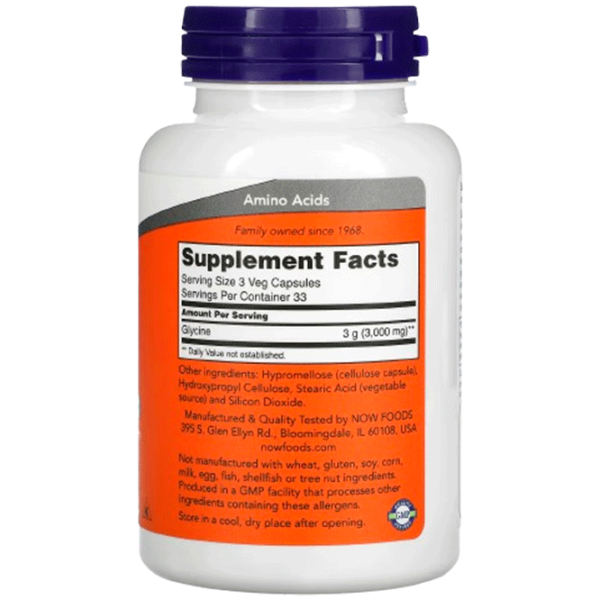 Vitamine și minerale Now Foods Glycine 733739001078 100 capsule photo 2