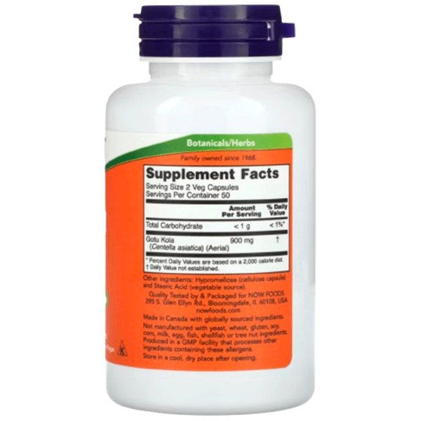 Vitamine și minerale Now Foods GOTU KOLA 733739047007  100 capsule photo 2