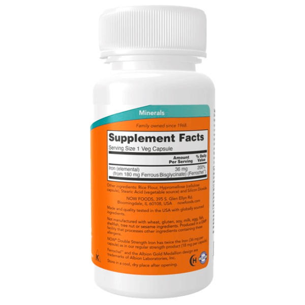 Vitamine și minerale Now Foods Iron 733739014443  90 capsule photo 1