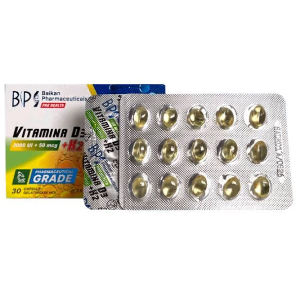Vitamine și minerale Balkan Pharmaceuticals Vitamin D3 + K2 4840982013096  30 capsule photo 1