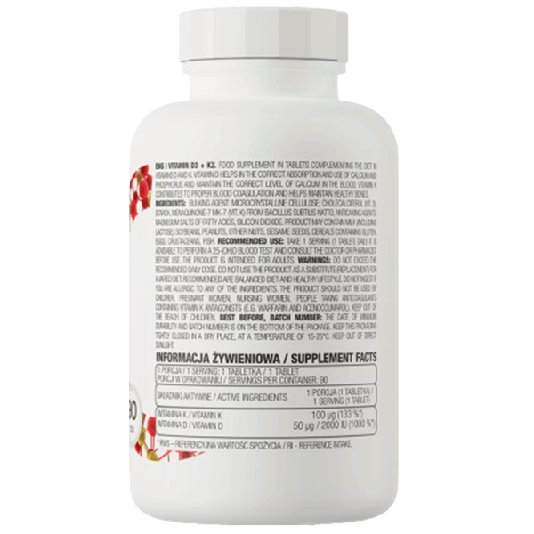 Витамины и минералы OstroVit Vitamin D3 + K2 5902232611960 90  photo 3