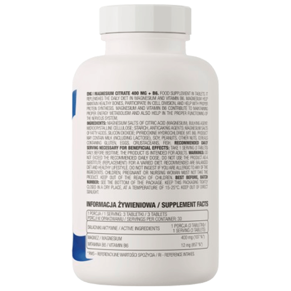 Vitamine și minerale OstroVit Magnesium Citrate + B6 5903246229516 90  photo 3