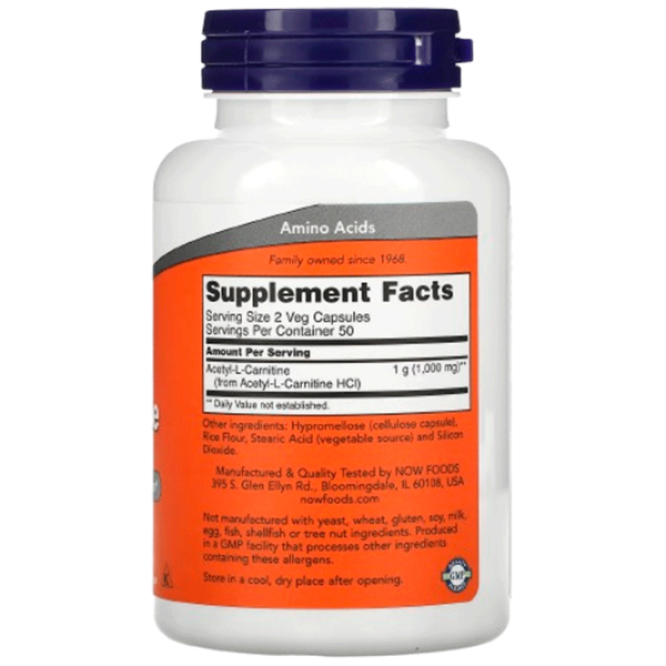 Vitamine și minerale Now Foods ACETYL L-CARN 733739000767  100 capsule photo 2