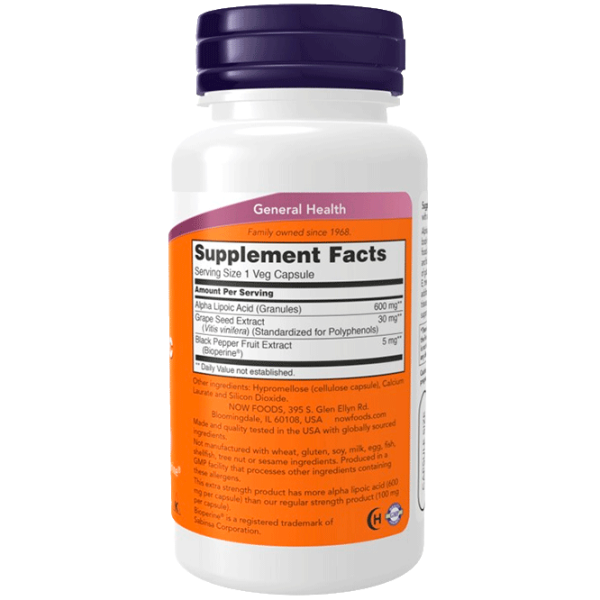 Vitamine și minerale Now Foods Alpha Lipoic Acid 733739030467  60 photo 2