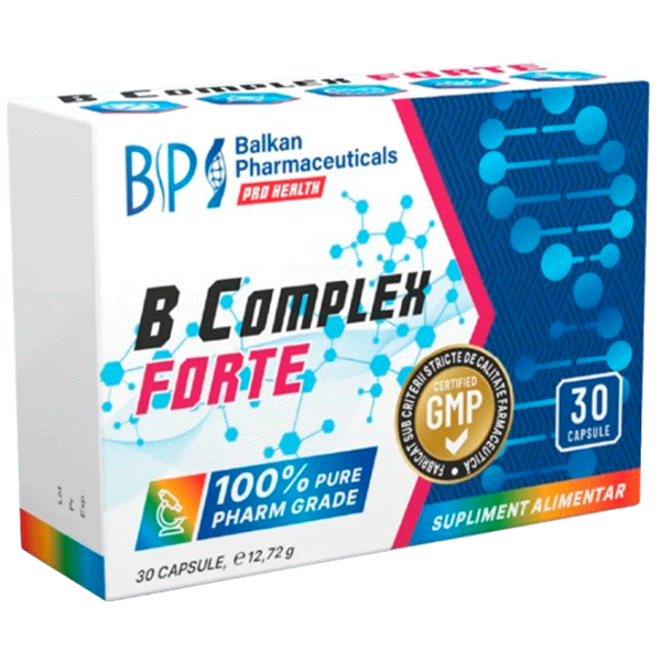 Vitamine și minerale Balkan Pharmaceuticals B complex Forte 4840982011726  30 capsule photo 1