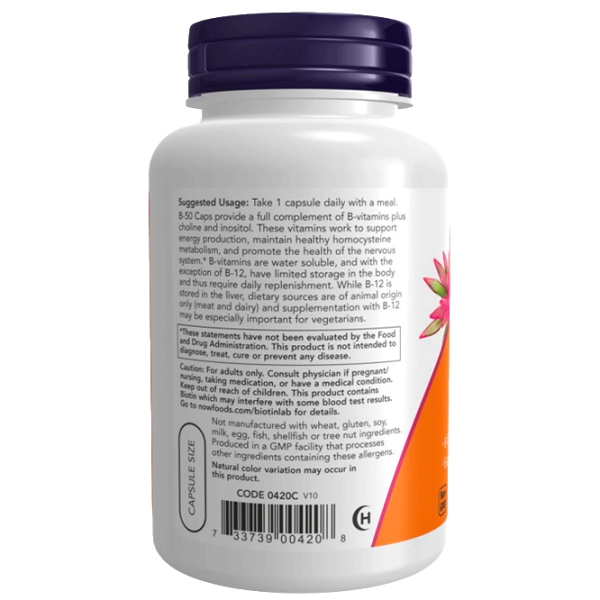 Vitamine și minerale Now Foods B-50 733739004208  100 capsule photo 3