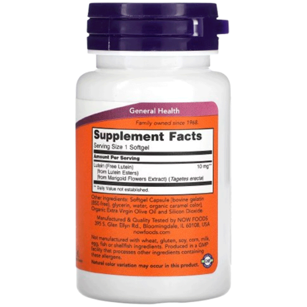 Vitamine și minerale Now Foods LUTEIN 10 MG 733739030580  60 photo 2