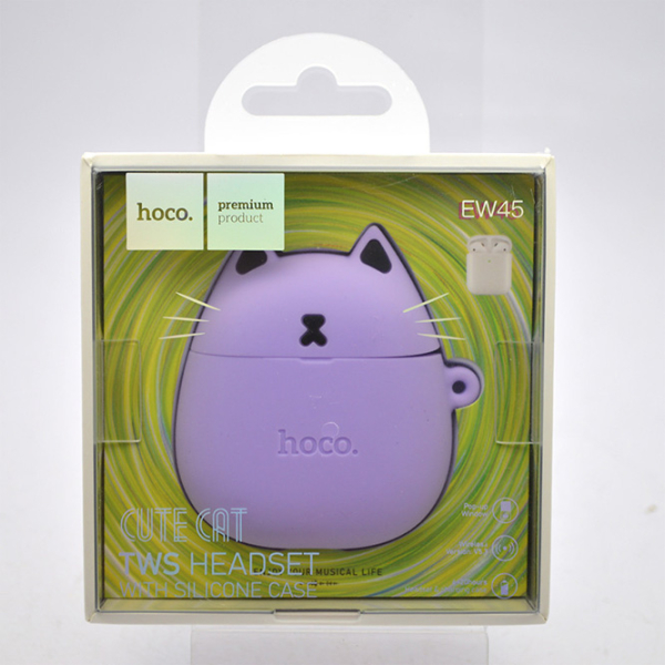 Căști Hoco EW45 + husa Lilac cat White Fără fir / /  photo 9
