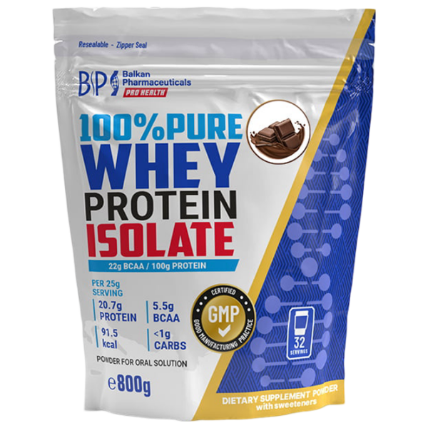 Proteină Balkan Pharmaceuticals 100% Pure Whey Protein Isolate 800 g Ciocolată | praf photo 2