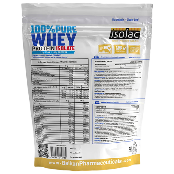 Proteină Balkan Pharmaceuticals 100% Pure Whey Protein Isolate 800 g Vanilie | praf photo 2