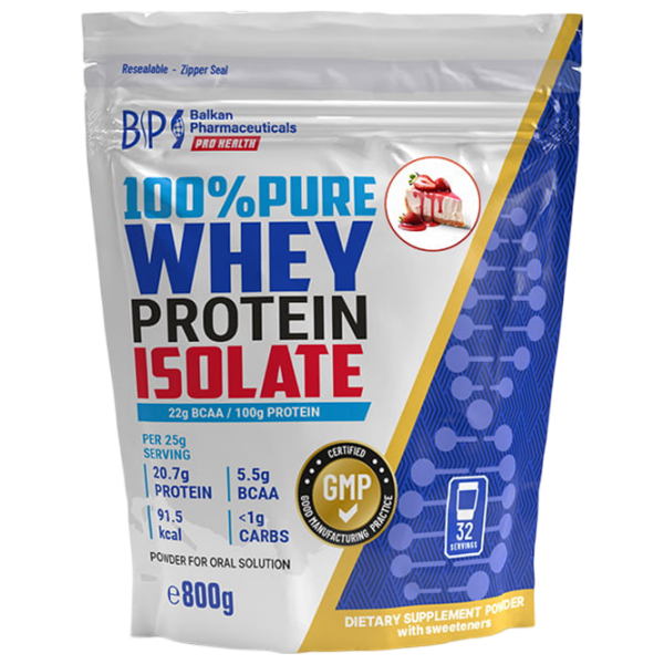 Протеин Balkan Pharmaceuticals 100% Pure Whey Protein Isolate 800 g Клубничный чизкейк | порошок photo 1