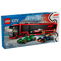 Constructor LEGO F1 Truck With Rb20 & Amr24 F1 Cars Multicolor Numărul de piese 1086, 8+