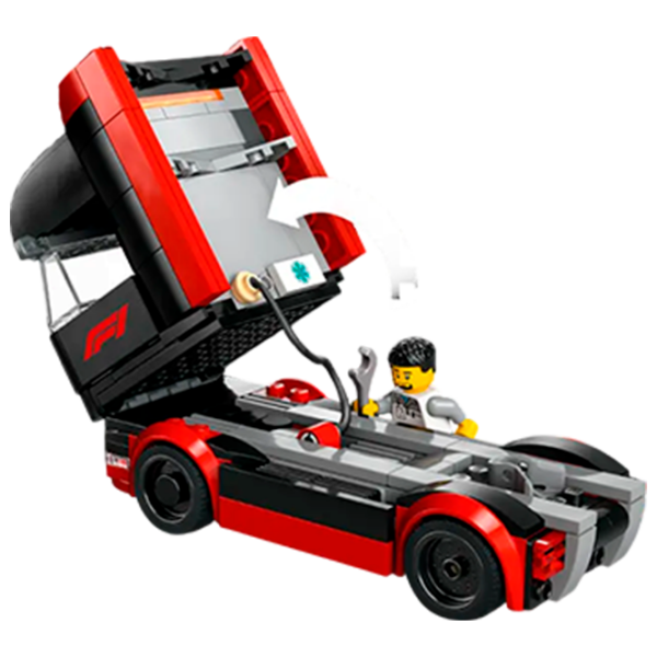 Constructor LEGO F1 Truck With Rb20 & Amr24 F1 Cars Multicolor Numărul de piese 1086, 8+ photo 3