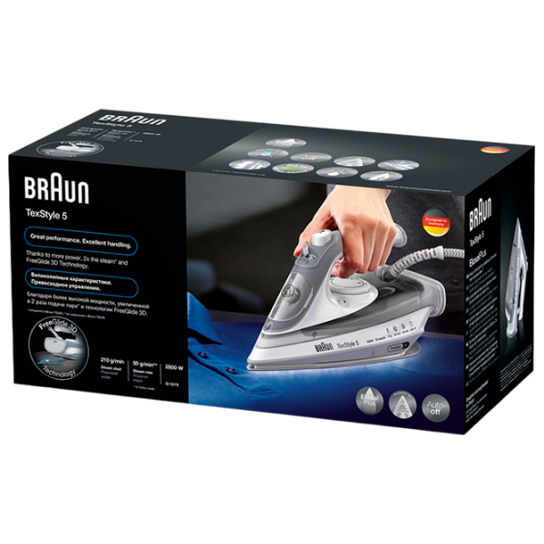 Fier de călcat Braun SI5078GY Gray 2800 W, 50 g/min, 0.3 l, Ceramică photo 5