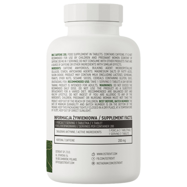 Complexe preantrenament OstroVit Caffeine 200 (5903246229172) 95 g photo 3