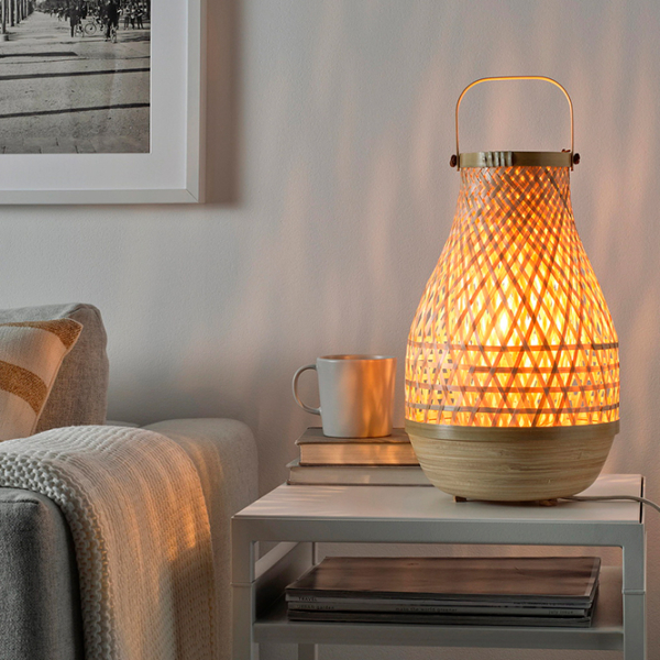 Lampă de masă Ikea Misterhult Wood Rețea photo 5