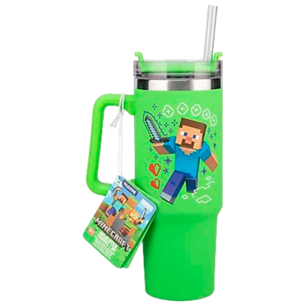 Термокружка Paladone Minecraft Insulated Cup and Straw Зеленый 900 мл photo 1