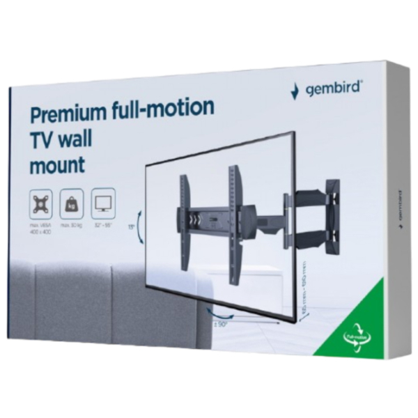 Suport TV Gembird WM-55ST-02 Black VESA 400 x 400 mm photo 7
