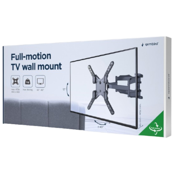 Suport TV Gembird WM-60ST-01 Black VESA 400 x 400 mm photo 8