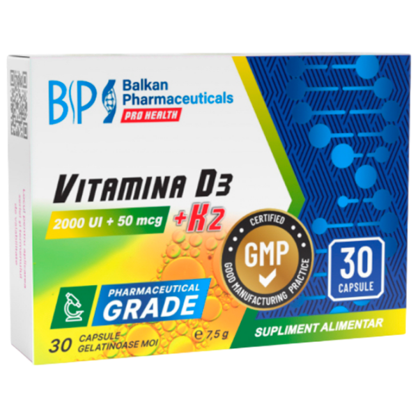 Vitamine și minerale Balkan Pharmaceuticals Vitamina D3+K2   30 photo 1