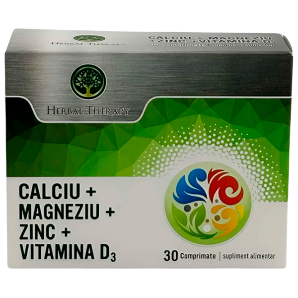 Vitamine și minerale Herbal Therapy Calciu + Magneziu + Zinc + Vitamina D3 4840257008666 30  photo 1